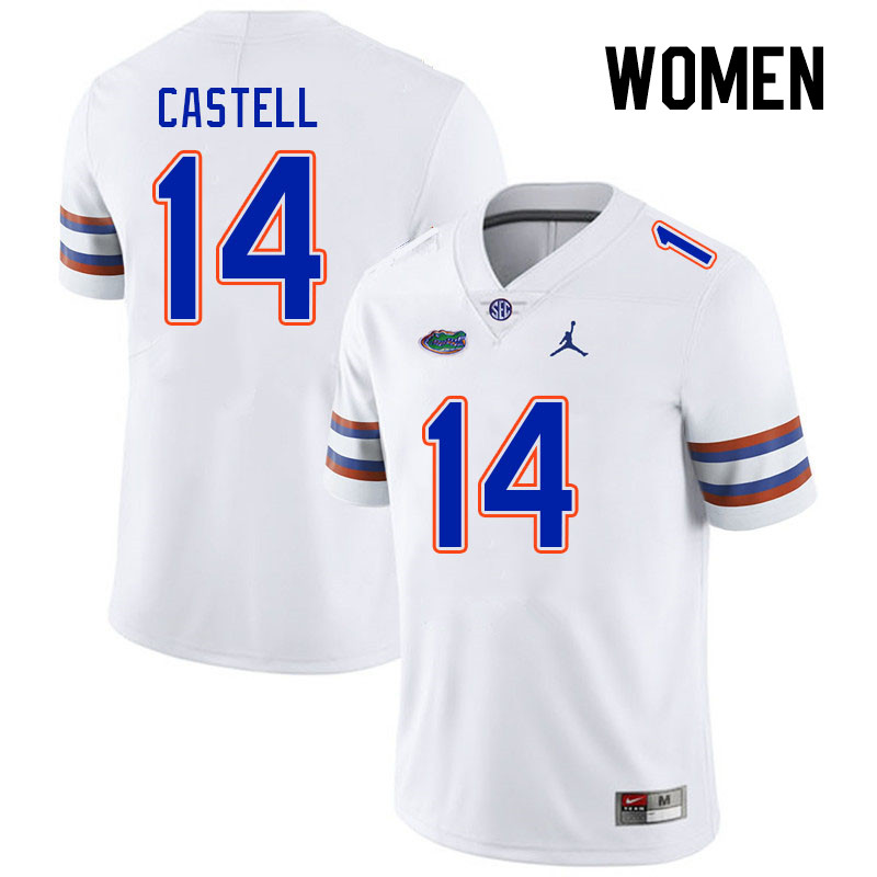Women #14 Jordan Castell Florida Gators College Football Jerseys Stitched-White